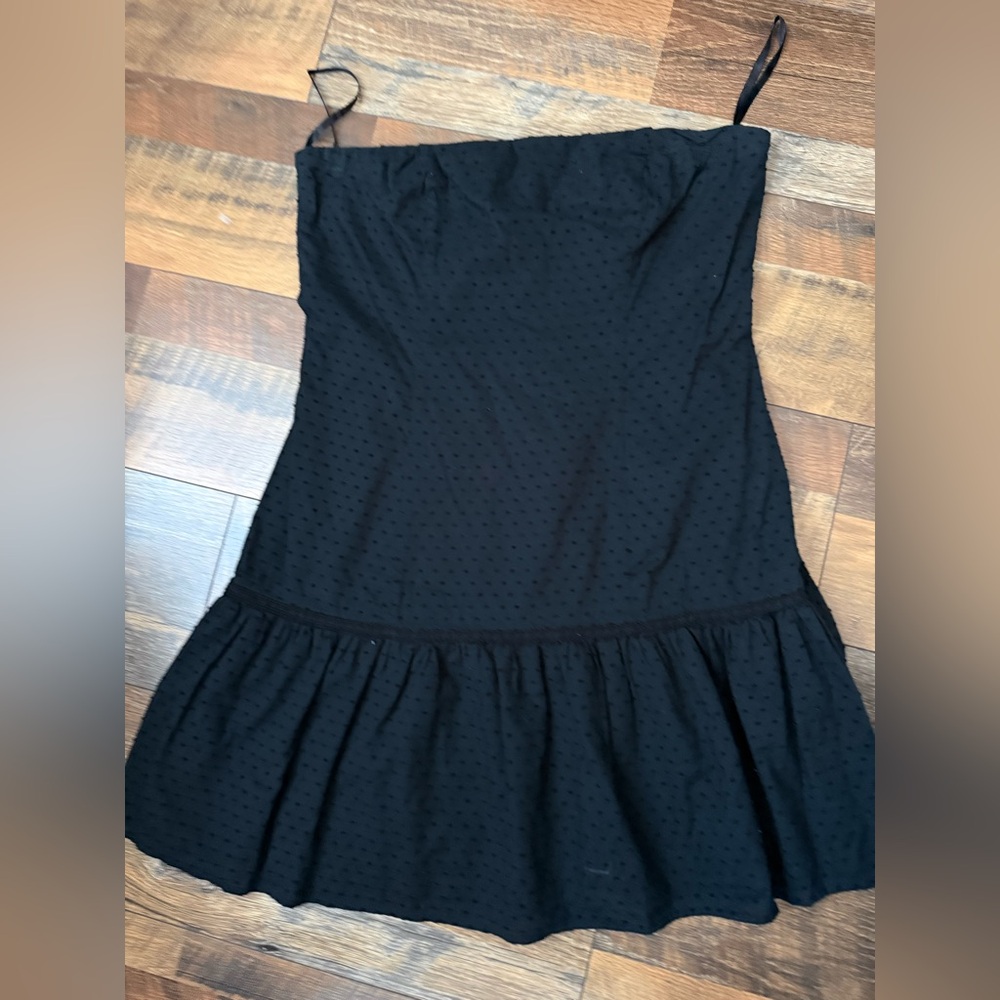 American Eagle Outfitters Black Swiss Dot Strapless Dress